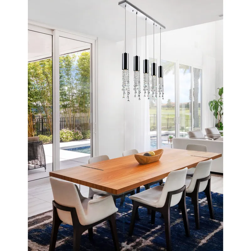 Extended 5 Light 40in Chrome Multi Light Pendant — Modern Lights LED Pendant Lights 35.0W 