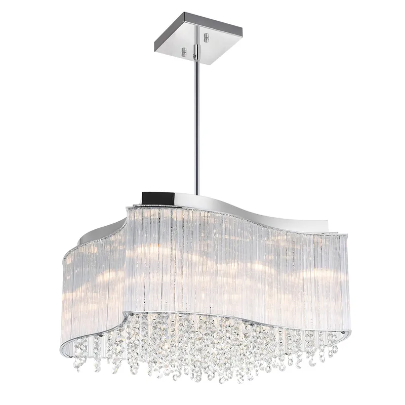 Elsa 10 Light Chrome Chandelier with Crystal Drum Shade — Modern Lights LED Pendant Lights 40.0W 