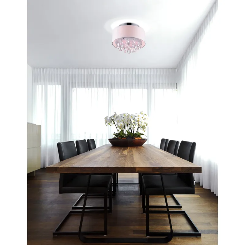 Dash 3 Light Chrome Flush Mount with Off White Drum Shade — Modern Lights LED Ceiling Lights 60.0W 