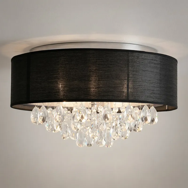 Dash 4 Light Chrome Flush Mount with Black Drum Shade — Modern Lights LED Ceiling Lights 60.0W 