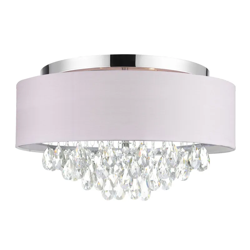 Dash 4 Light Chrome Flush Mount with Off White Drum Shade — Modern Lights LED Ceiling Lights 60.0W 