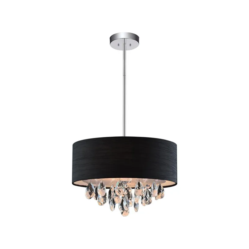 Dash 3 Light Chrome Chandelier with Black Drum Shade — Modern Lights LED Pendant Lights 60.0W 