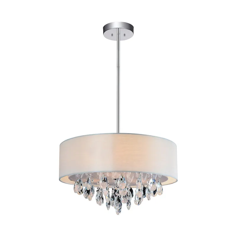 Dash 3 Light Chrome Chandelier with Off White Drum Shade — Modern Lights LED Pendant Lights 60.0W 
