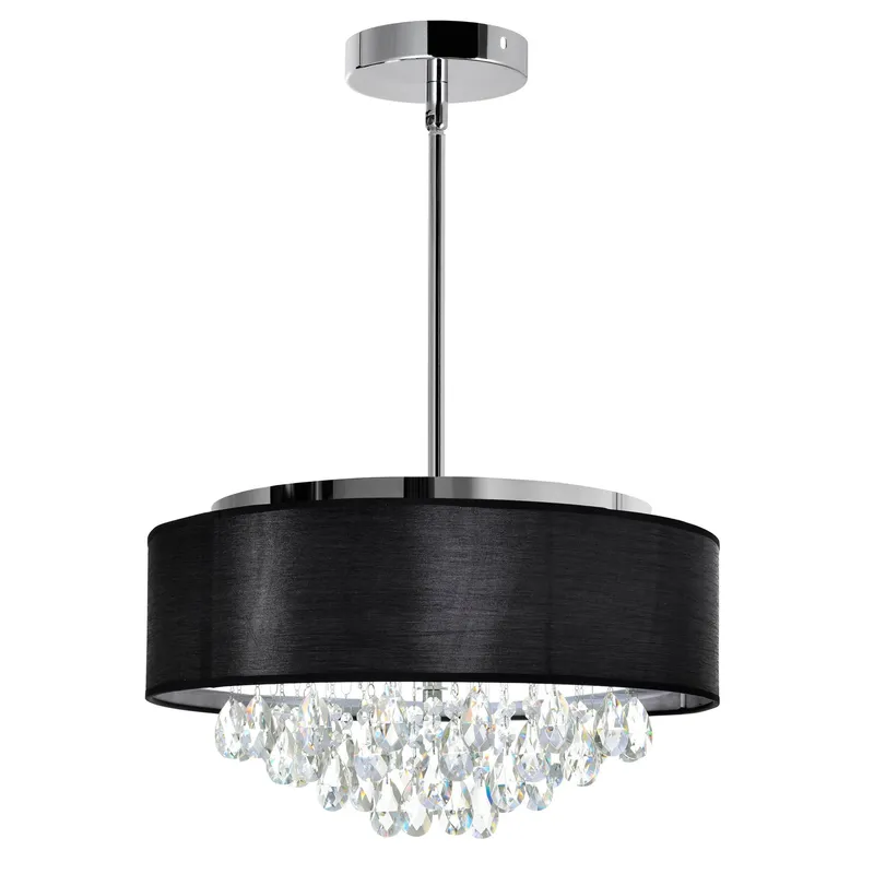 Dash 4 Light Chrome Chandelier with Black Drum Shade — Modern Lights LED Pendant Lights 60.0W 