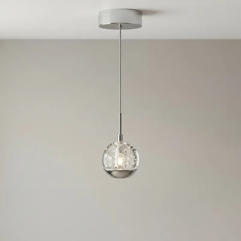 Perrier 1 Light 5 Inch Chrome Pendant with Frosted Globe — Modern Lights LED Pendant Lights 2.0W 