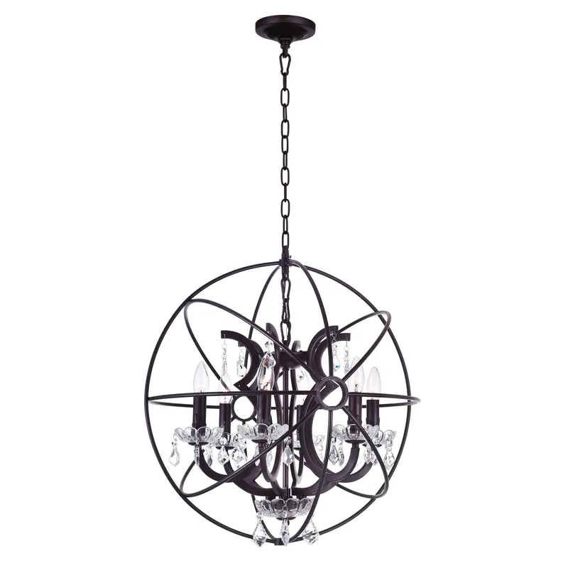 Campechia 6 Light Brown Chandelier with Orb Design — Modern Lights LED Pendant Lights 60.0W 