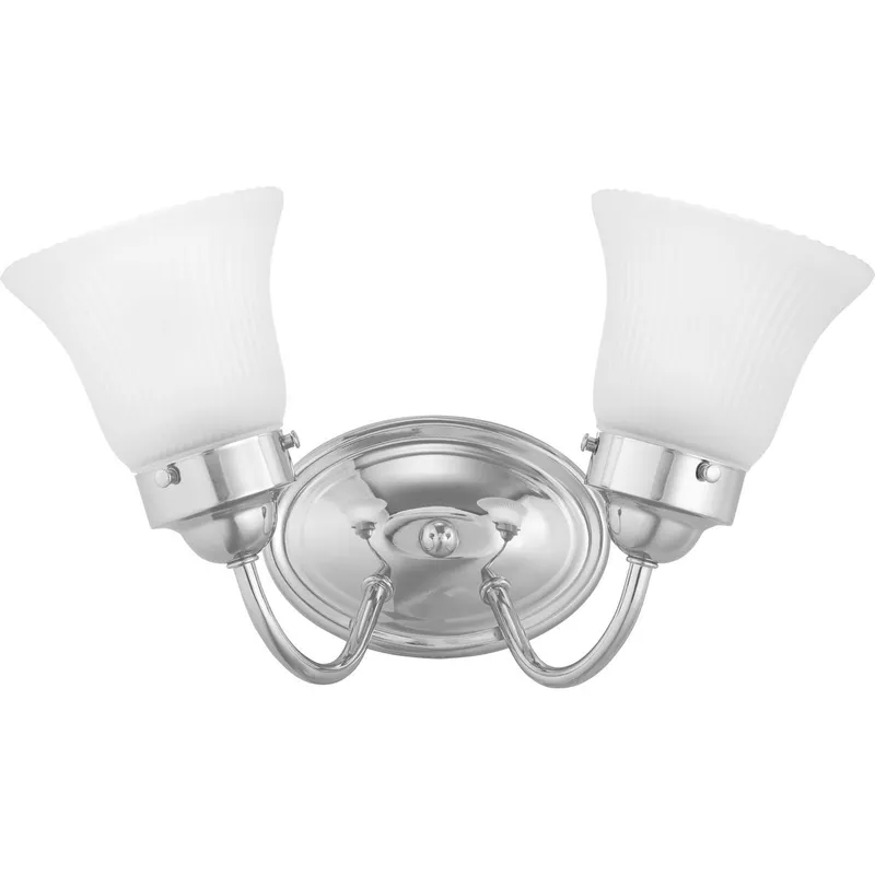 Fluted Glass Collection Two-Light Bath & Vanity Etched Glass — Progress Lighting LED Wall Lights  