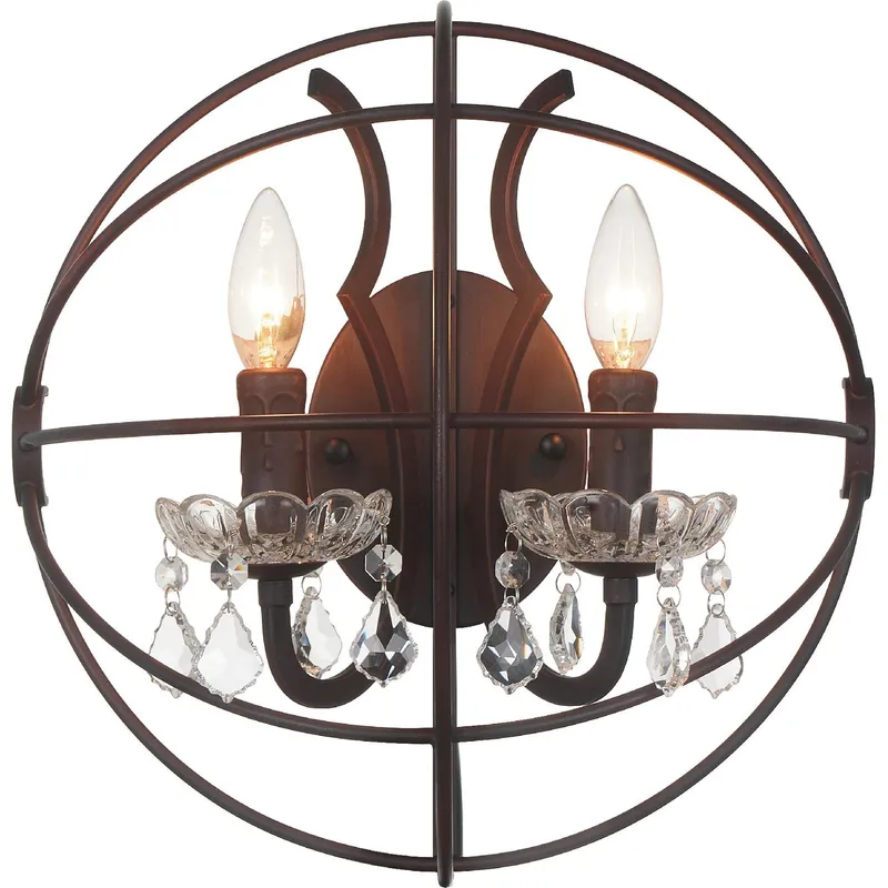 Campechia 2 Light Brown Wall Sconce with Crystal Beads — Modern Lights LED Wall Lights 60.0W 