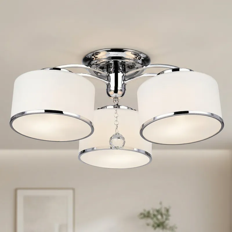Frosted 3 Light 24 Inch Chrome Flush Mount with Glass Shades — Modern Lights LED Ceiling Lights 60.0W 