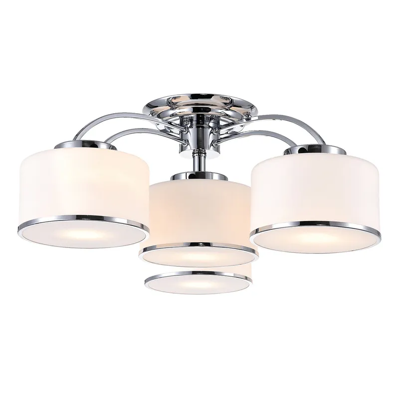 Frosted 4 Light 28 Inch Chrome Flush Mount with Glass Shades — Modern Lights LED Ceiling Lights 60.0W 
