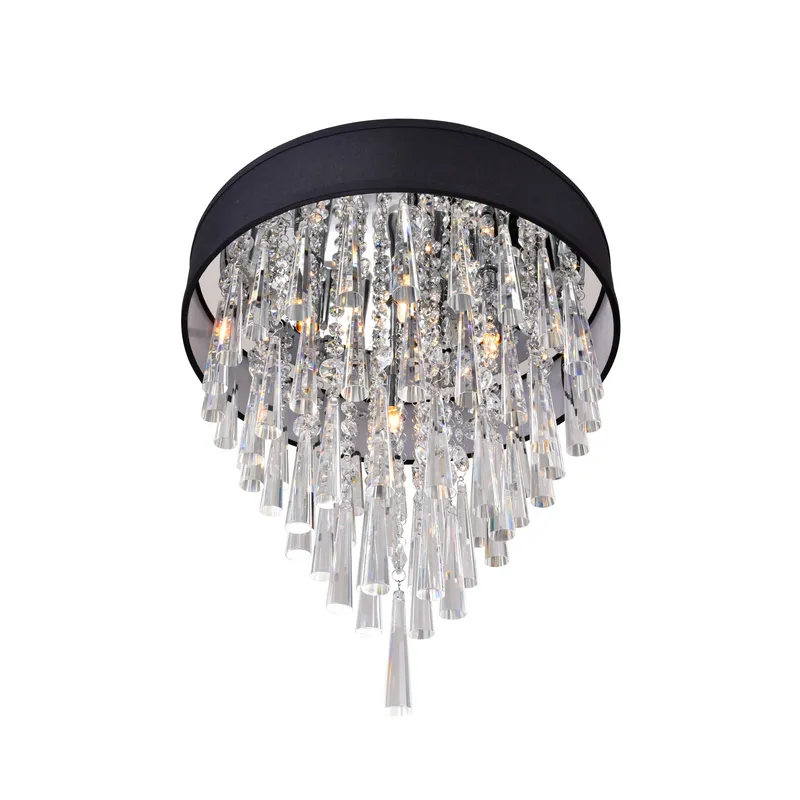 Franca 4 Light 16 Inch Chrome Flush Mount with Black Shade — Modern Lights LED Ceiling Lights 40.0W 