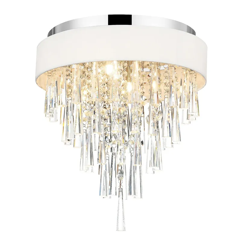 Franca 4 Light Chrome Flush Mount with Off White Drum Shade — Modern Lights LED Ceiling Lights 40.0W 