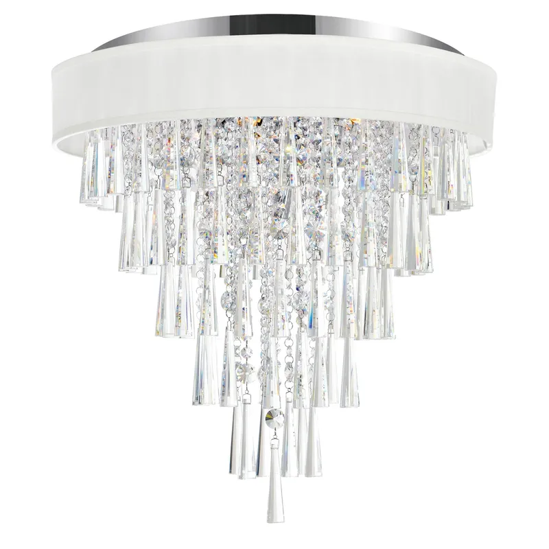 Franca 8 Light Chrome Flush Mount 22in With Off White Shade — Modern Lights LED Ceiling Lights 40.0W 