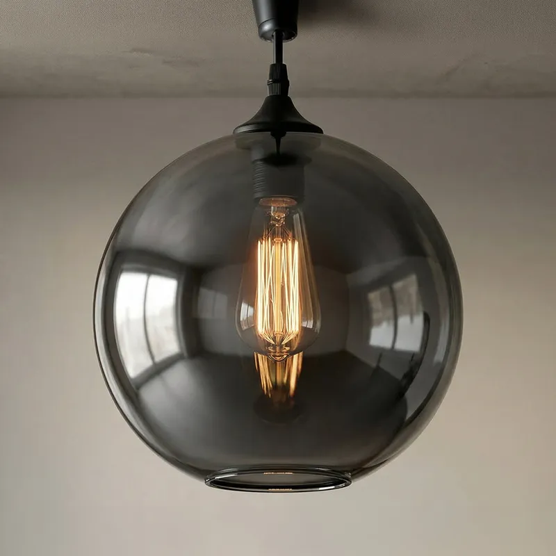 Glass 1 Light 10in Smoke Pendant Light — Modern Lights LED Pendant Lights 60.0W 