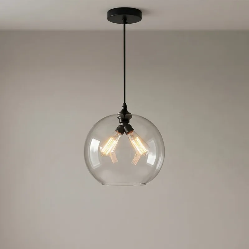 Glass 2 Light 12in Smoke Pendant Light — Modern Lights LED Pendant Lights 60.0W 