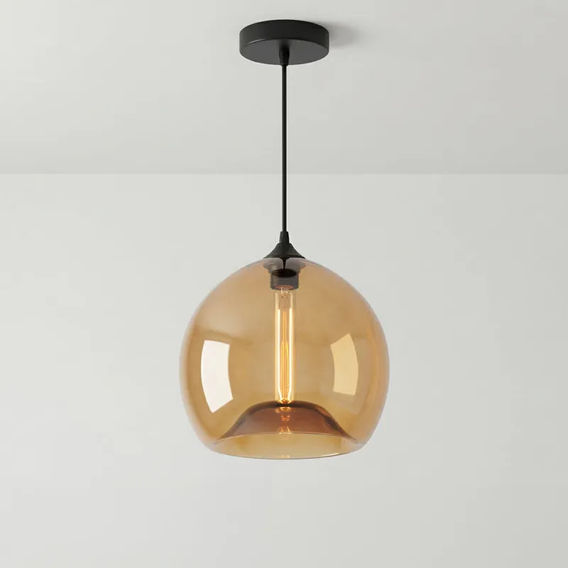 Glass 1 Light 12in Amber Pendant Light — Modern Lights LED Pendant Lights 60.0W 