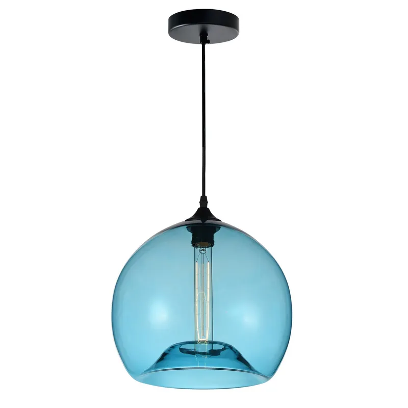 Glass 1 Light 12in Blue Pendant Light — Modern Lights LED Pendant Lights 60.0W 