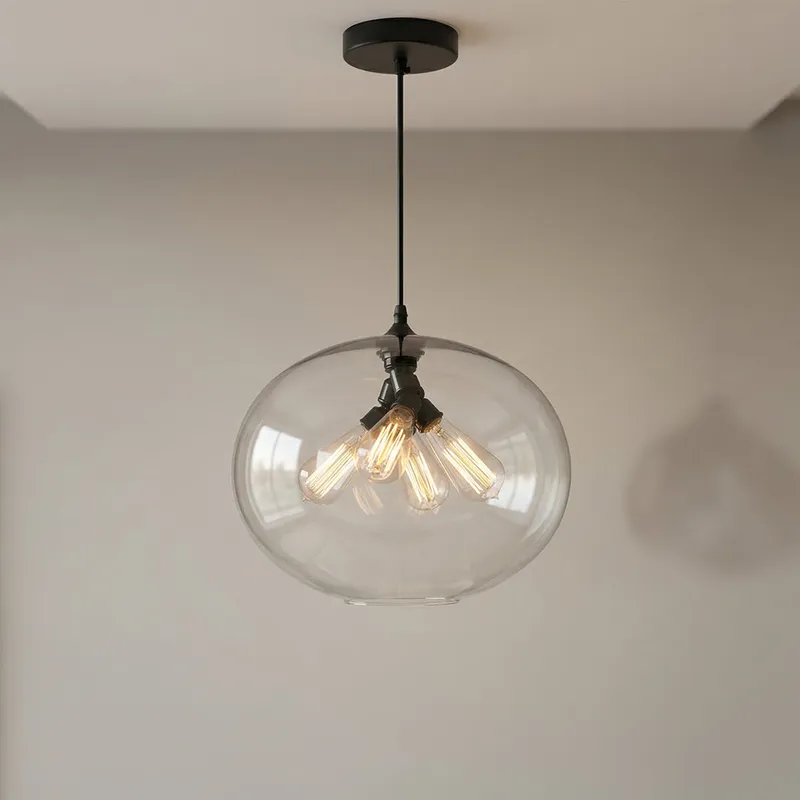 Glass 4 Light 16in Amber Glass Pendant — Modern Lights LED Pendant Lights 60.0W 
