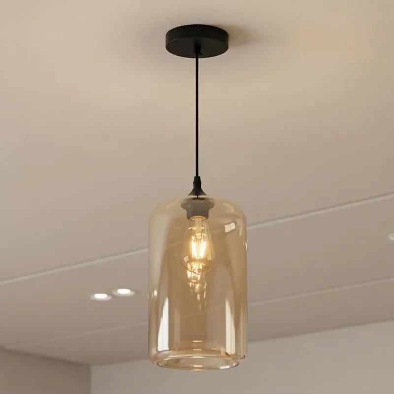 Glass 1 Light 7in Glass Mini Pendant — Modern Lights LED Pendant Lights 60.0W 