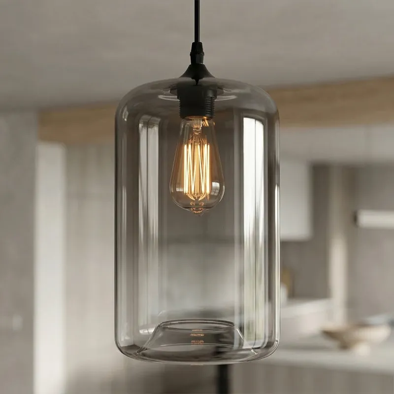 Glass 1 Light 7in Smoke Mini Pendant — Modern Lights LED Pendant Lights 60.0W 