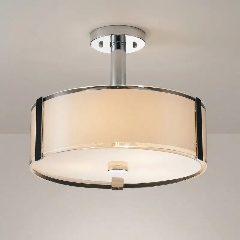 Lucie 4 Light 17in Chrome Flush Mount Round Drum Shade — Modern Lights LED Ceiling Lights 60.0W 