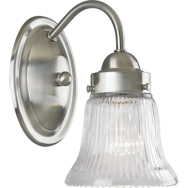 Fluted Glass Collection One-Light Bath & Vanity — Progress Lighting LED Wall Lights  