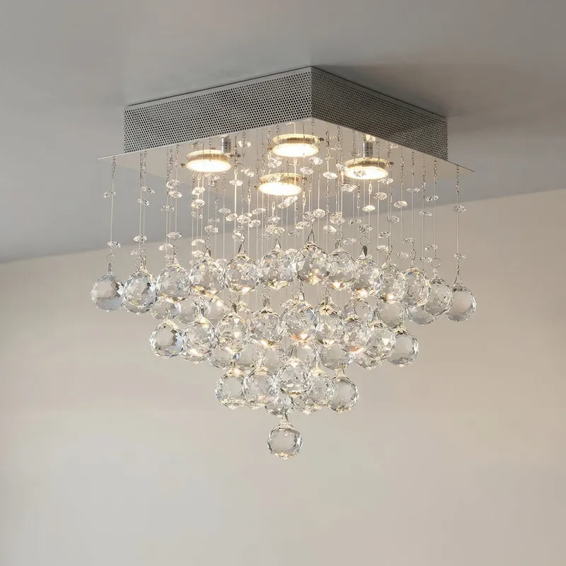 Square 4 Light Chrome Chandelier — Modern Lights LED Pendant Lights 35.0W 