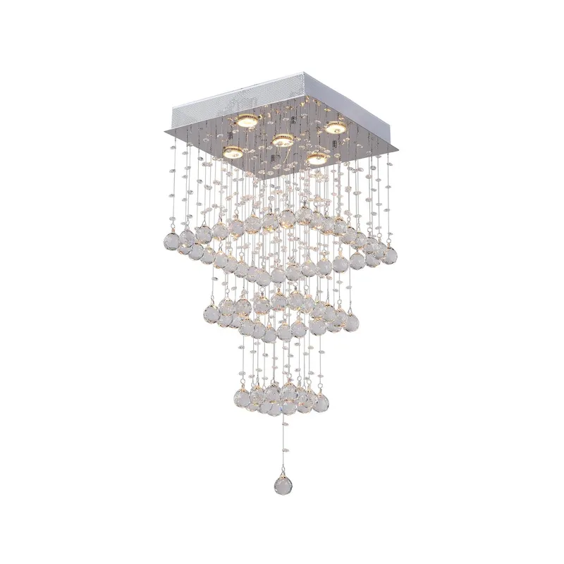 Square 5 Light Chrome Chandelier — Modern Lights LED Pendant Lights 35.0W 