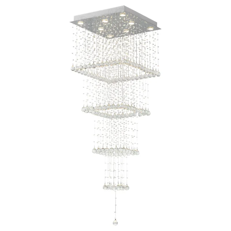Square 8 Light Chrome Chandelier — Modern Lights LED Pendant Lights 35.0W 