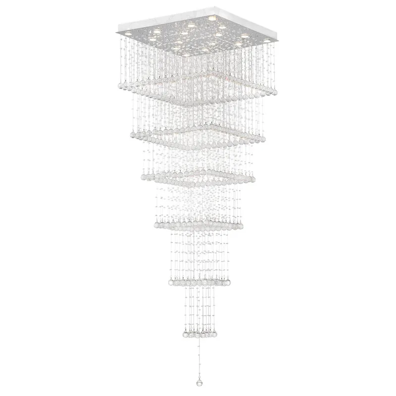 Square 16 Light Chrome Chandelier — Modern Lights LED Pendant Lights 35.0W 