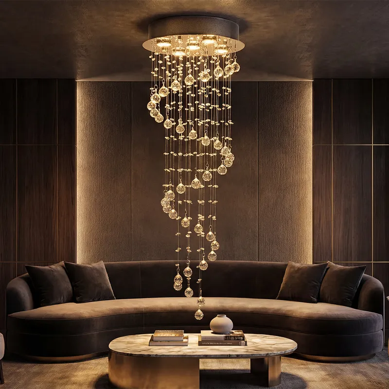 Spiral 5 Light Chrome Chandelier — Modern Lights LED Pendant Lights 35.0W 