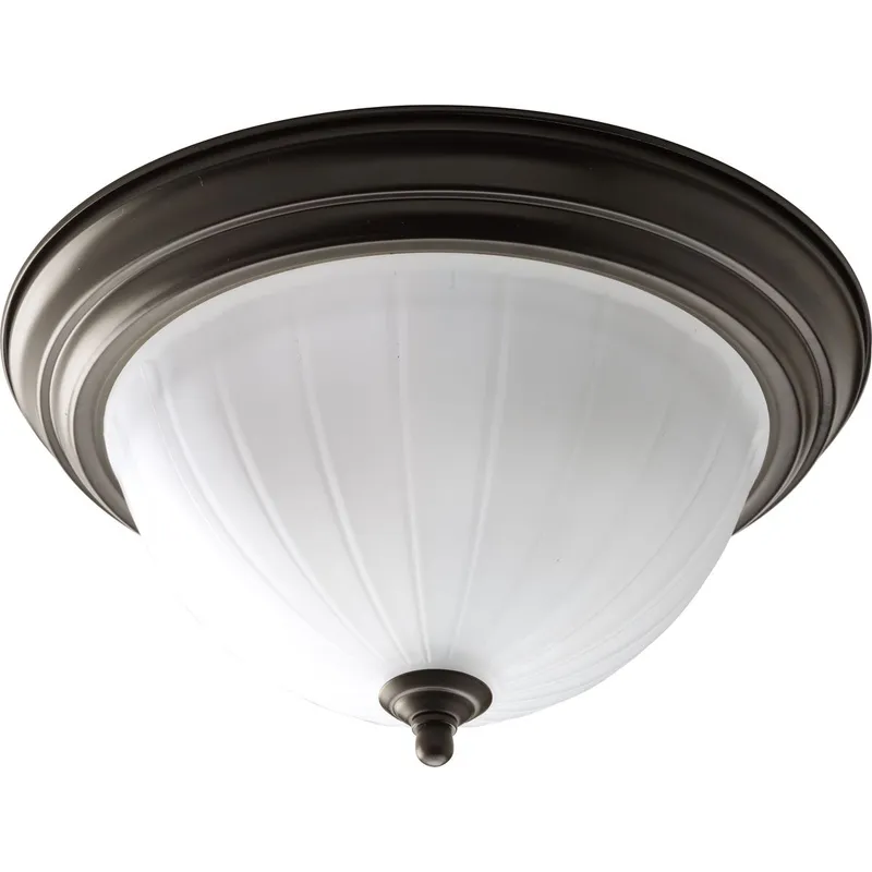 One-Light Flushmount Etched Melon — Progress Lighting LED Post Top Lights  
