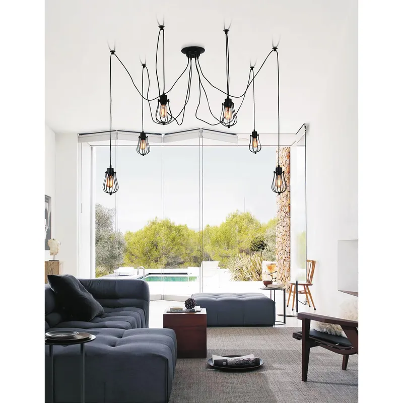 Tomaso 6 Light Black Multi Light Pendant Light — Modern Lights LED Pendant Lights 60.0W 