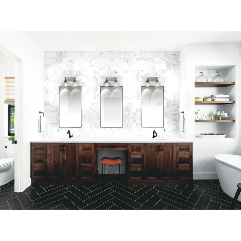 Eustis 2 Light Nickel Vanity Light — Modern Lights LED Wall Lights 60.0W 