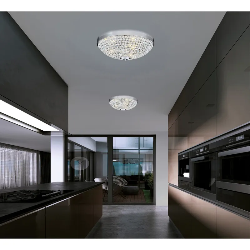 Globe 6 Light Chrome Flush Mount — Modern Lights LED Ceiling Lights 60.0W 