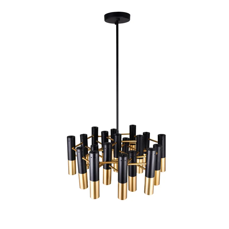 Anem 19 Light Matte Black and Satin Gold Down Chandelier — Modern Lights LED Pendant Lights 60.0W 