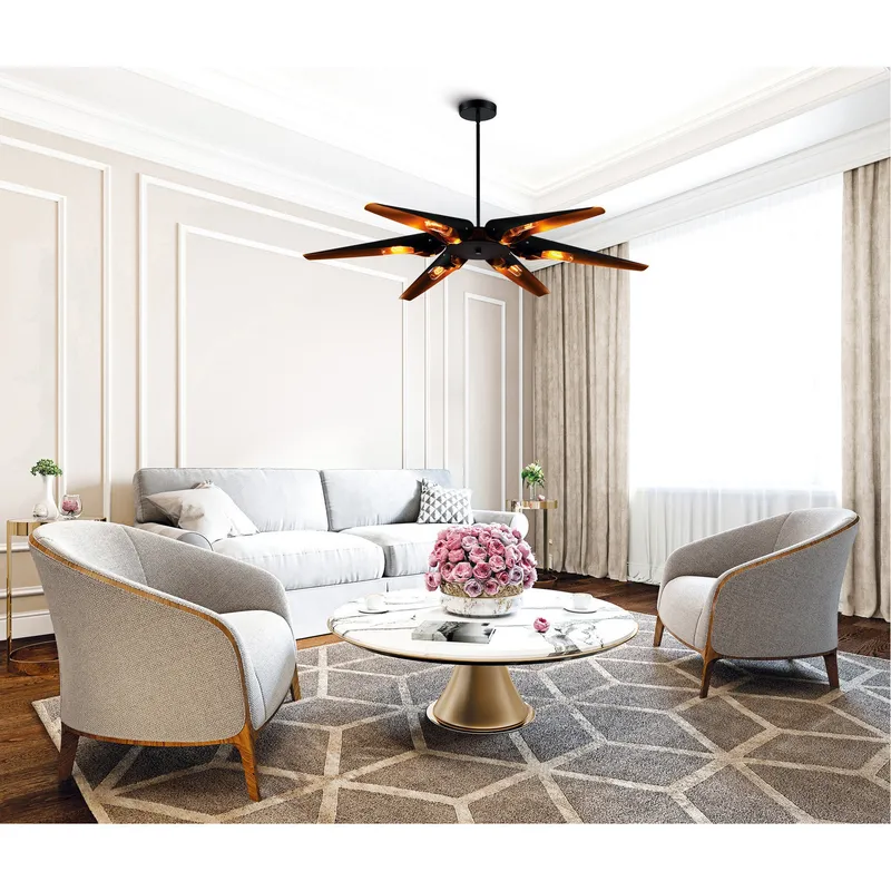 Amar 6 Light Matte Black Chandelier — Modern Lights LED Pendant Lights 60.0W 