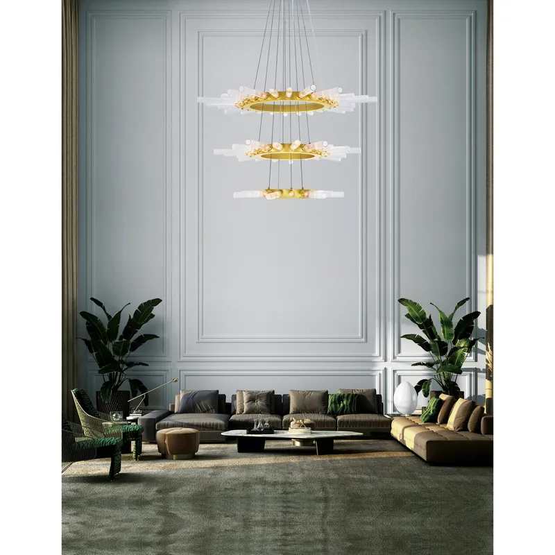 Collar 63 Light Satin Gold Chandelier — Modern Lights LED Pendant Lights 5.0W 