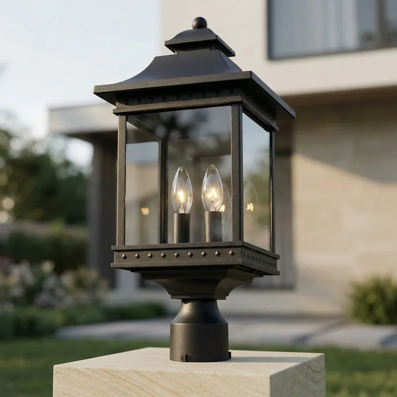 Cleveland 2 Light Black Outdoor Lantern Head — Modern Lights LED Bollards & Pathway Lights 60.0W 