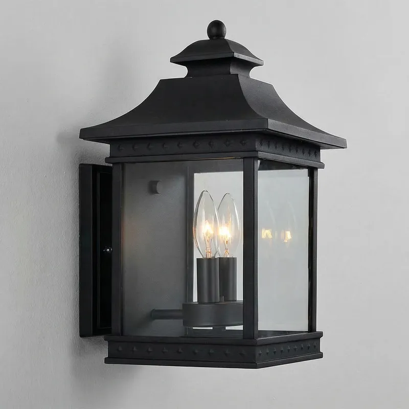 Cleveland 2 Light Black Outdoor Wall Light — Modern Lights LED Wall Lights 60.0W 