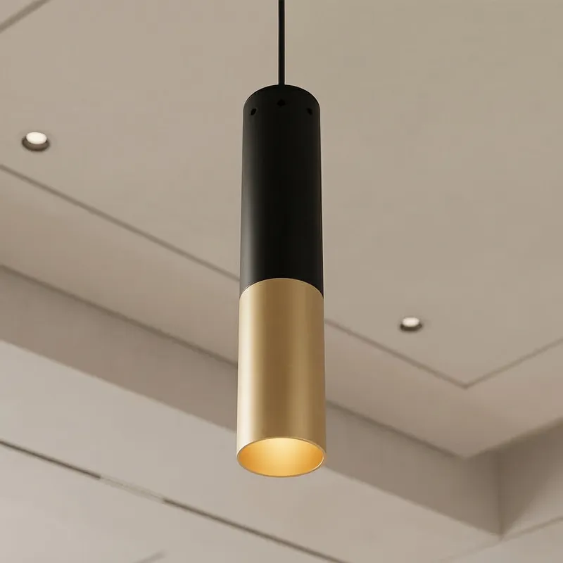 Anem 1 Light Satin Gold Mini Pendant with Matte Black Finish — Modern Lights LED Pendant Lights 60.0W 