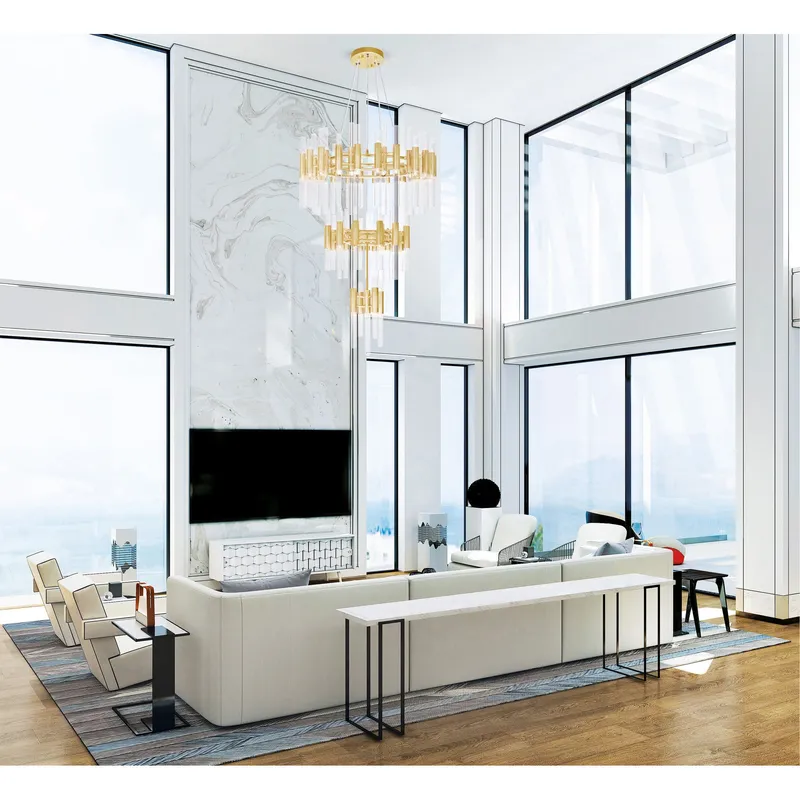 Orgue 123 Light Gold Chandelier with Satin Gold Finish — Modern Lights LED Pendant Lights 5.0W 