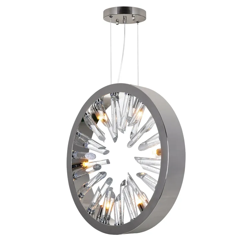 Spiked 6 Light Nickel Chandelier with Polished Finish — Modern Lights LED Pendant Lights 40.0W 