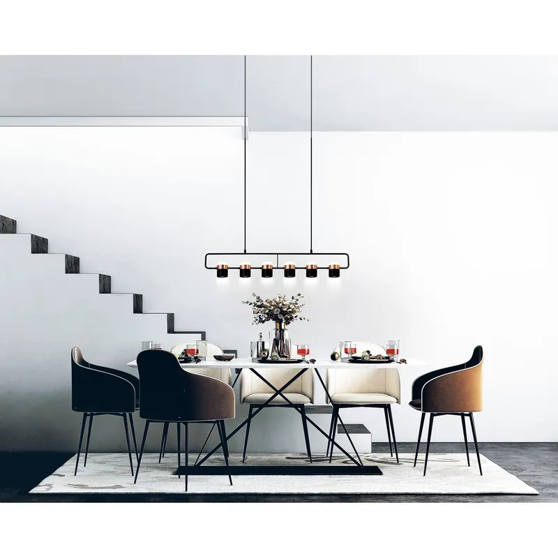 Moxie 6 Light Pool Table Light in Black Finish — Modern Lights LED Pendant Lights 36.0W 