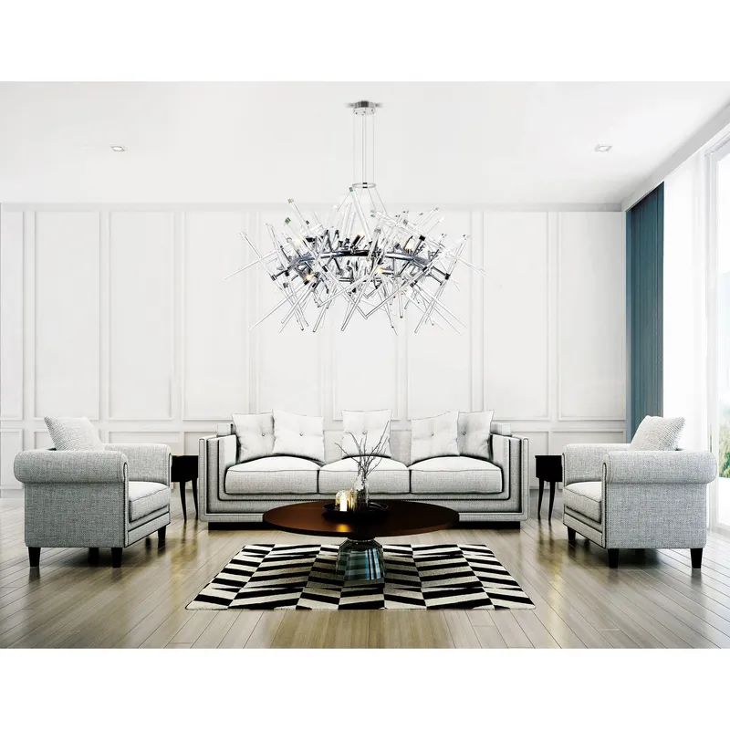 Icicle 12 Light Chrome Chandelier with Cascading Crystal Drops — Modern Lights LED Pendant Lights 40.0W 
