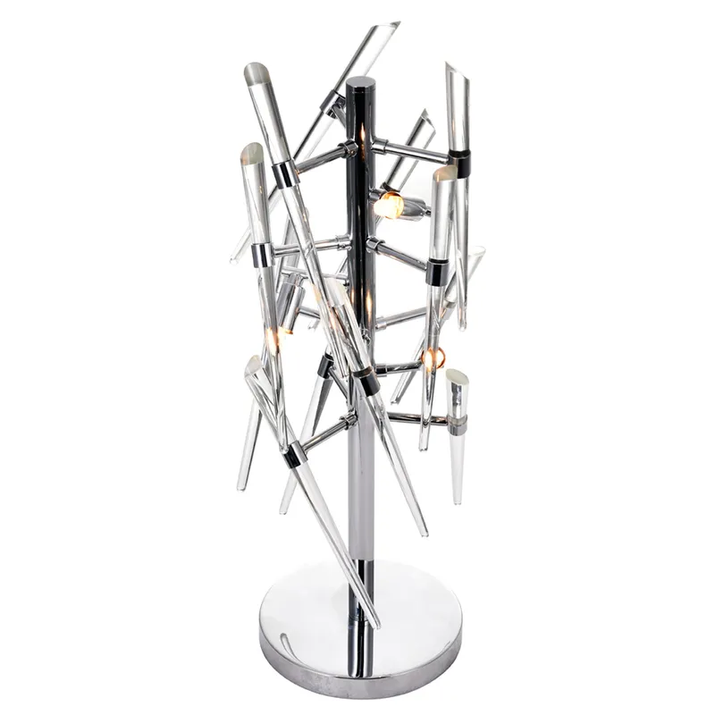Icicle 3 Light Chrome Table Lamp with Clear Glass Spikes — Modern Lights LED General Lighting 40.0W 