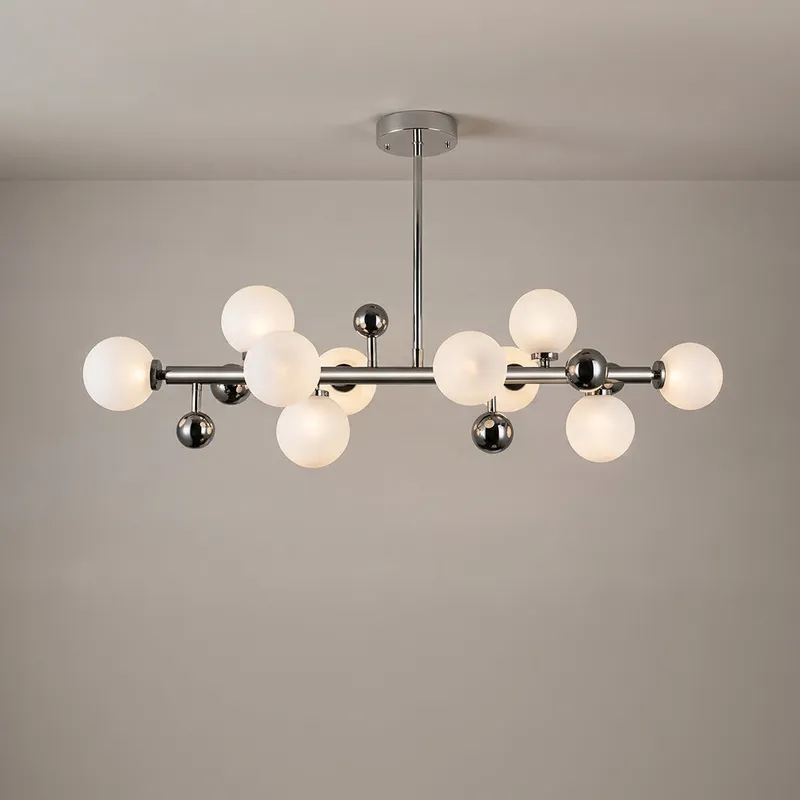 Element 10 Light Nickel Chandelier with Polished Nickel Finish — Modern Lights LED Pendant Lights 7.0W 