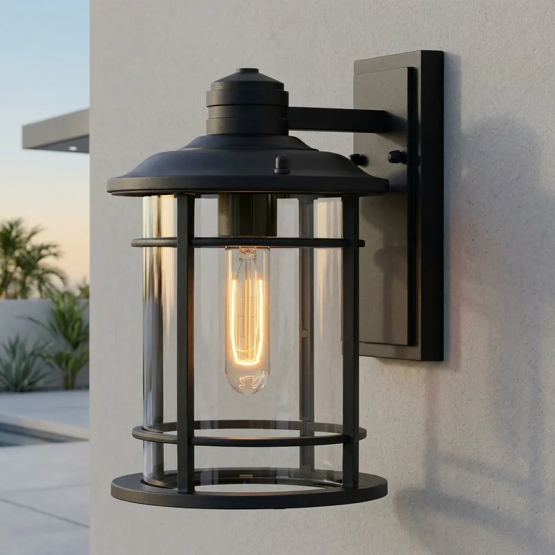 Belmont 1 Light Outdoor Wall Lantern Black Finish — Modern Lights LED Wall Lights 60.0W 