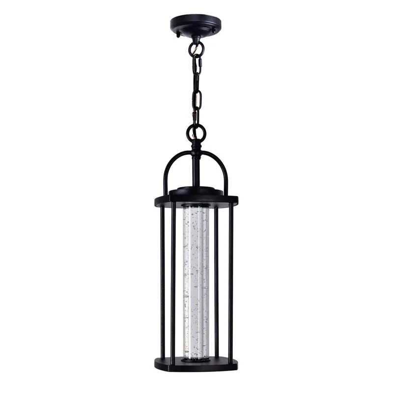 Greenwood 1 Light Black Outdoor Pendant with Integrated LED — Modern Lights LED Pendant Lights 11.0W 