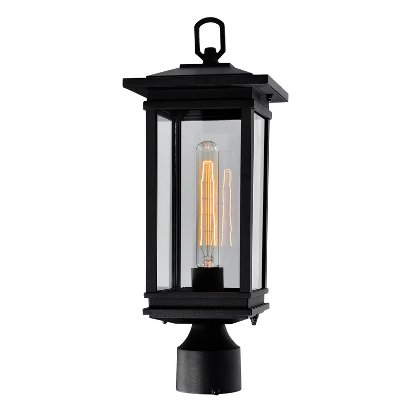 Oakwood 1 Light Outdoor Black Lantern Head — Modern Lights LED Bollards & Pathway Lights 60.0W 